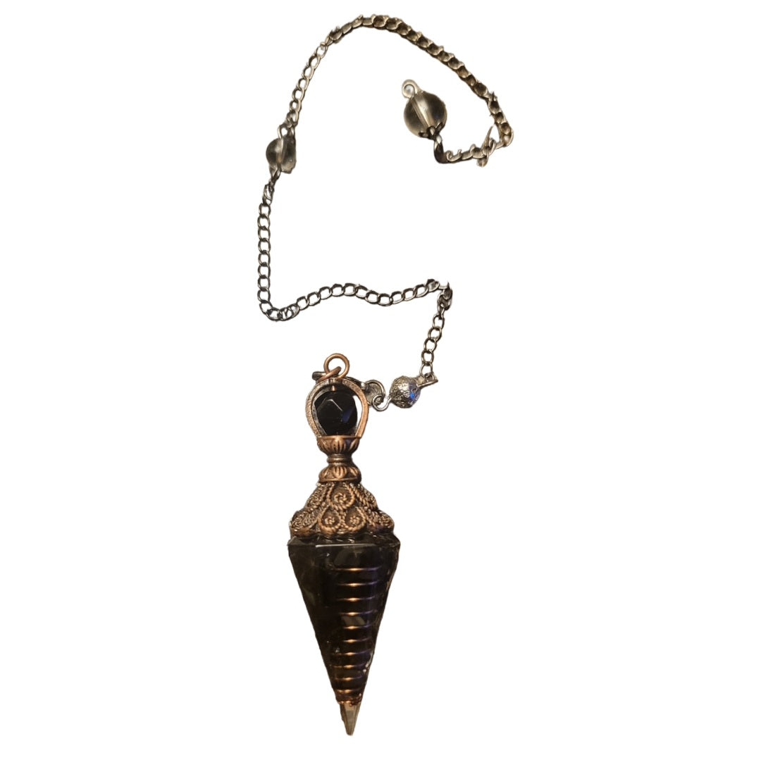 Pendulum- Obsidian w/ Copper Spiral