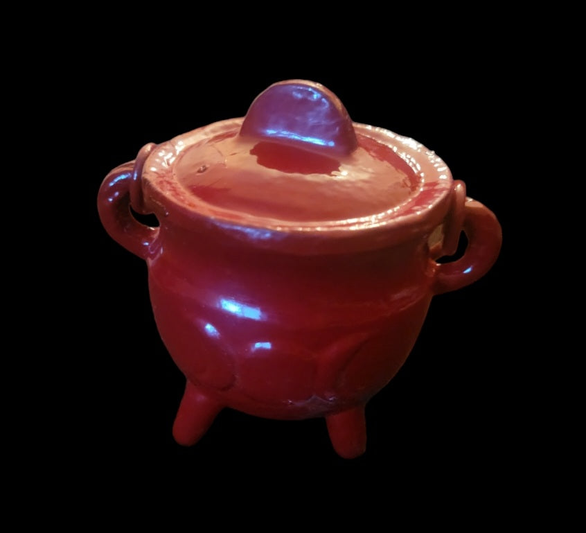 Cast Iron Cauldron-   Triple Moon Red