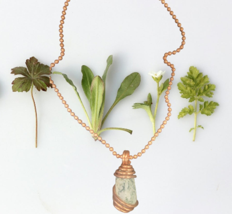 Necklace- Copper Wrapped Tree Agate