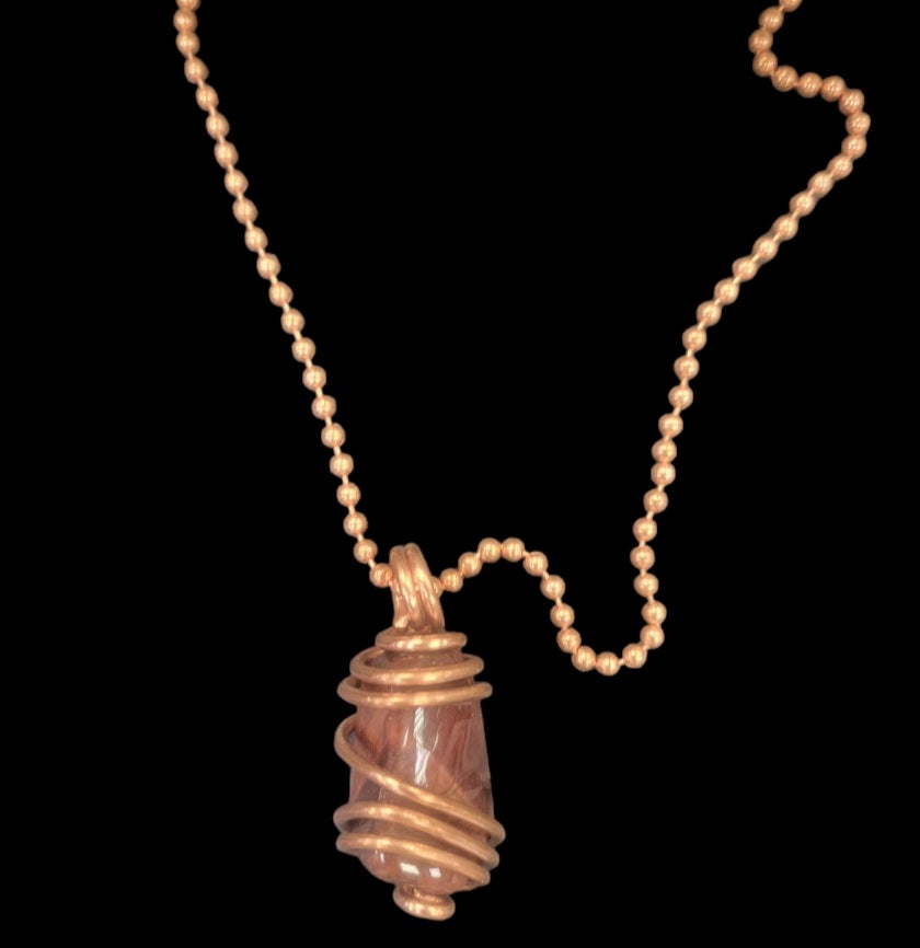 Necklace- Copper Wrapped Red Tigers Eye