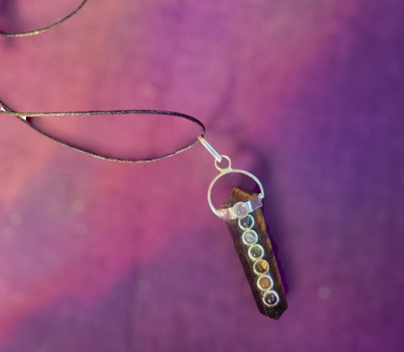 Necklace- 7 Stone Tigers Eye Pendant