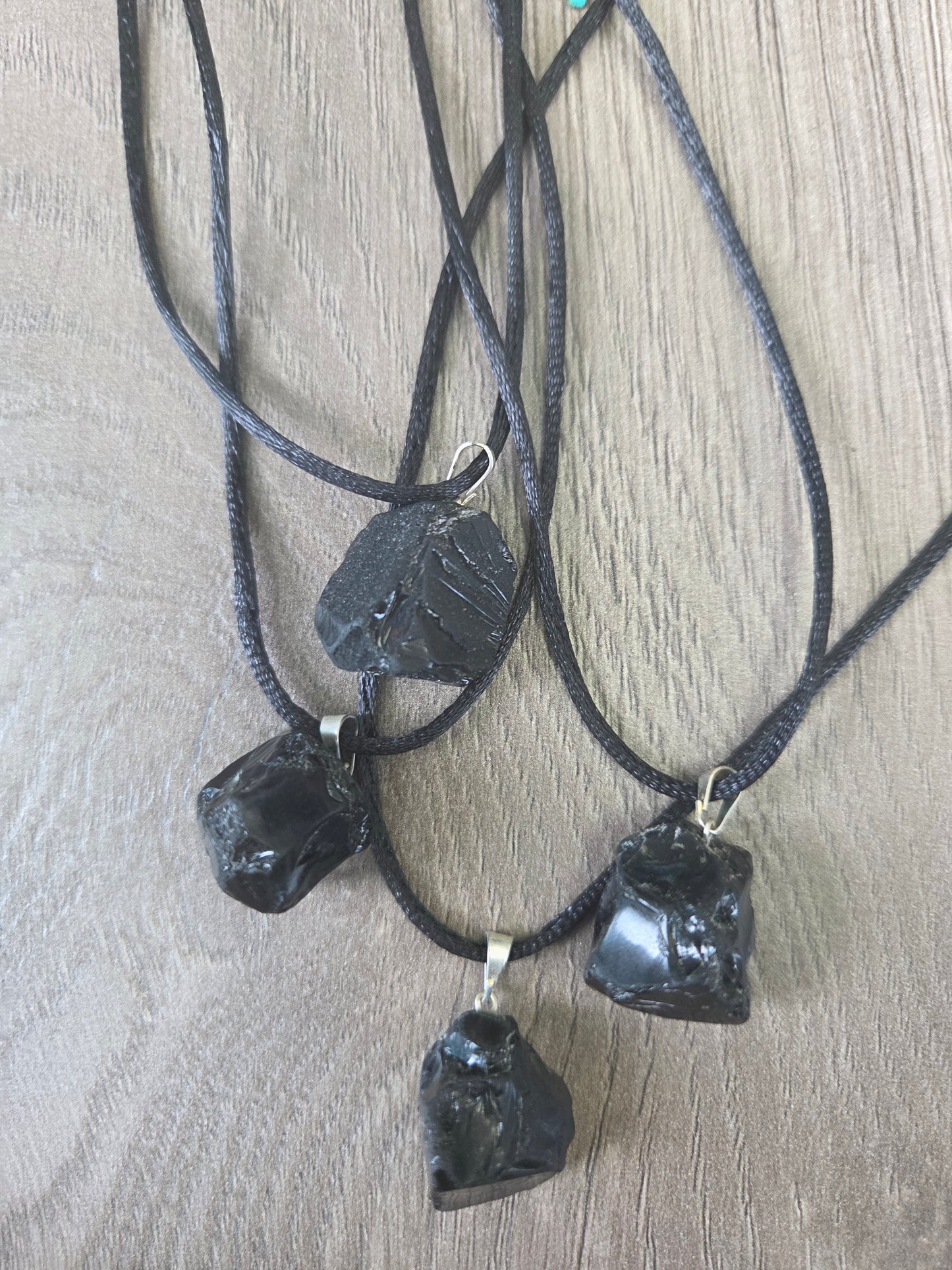 Necklace- Raw Black Obsidian