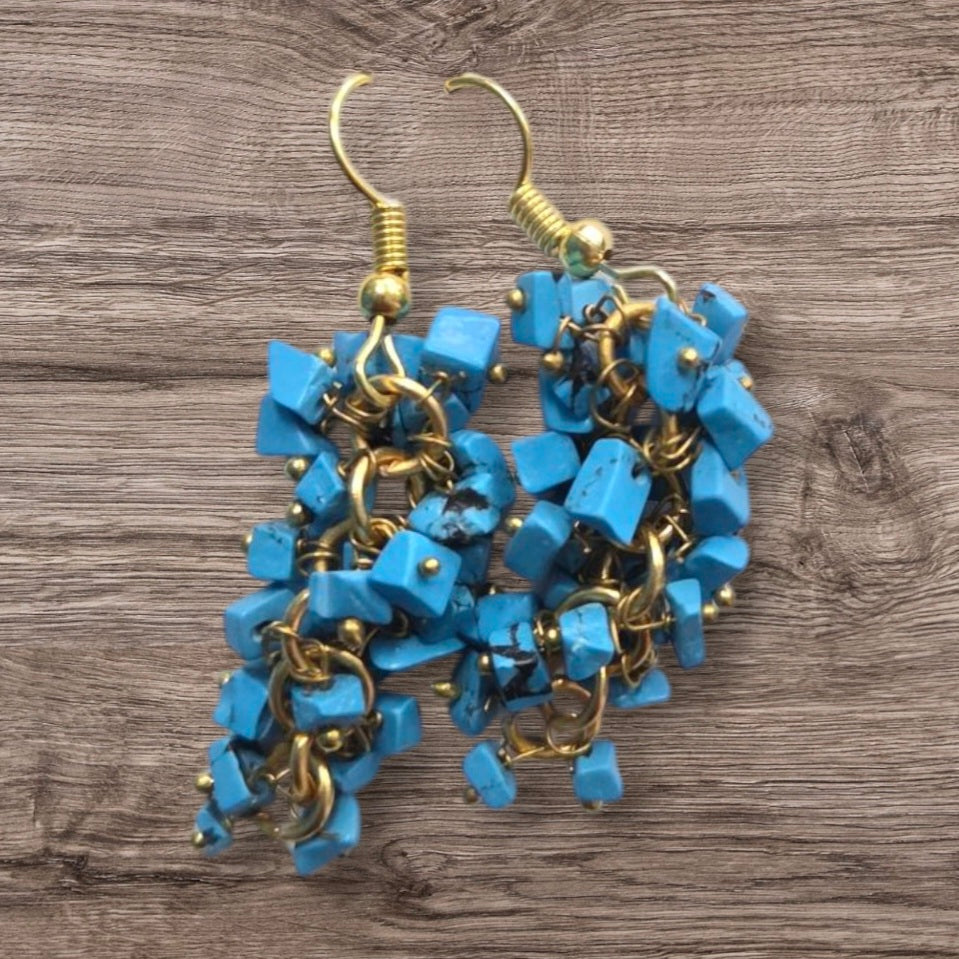 Earrings- Turquoise Chipped Dangles