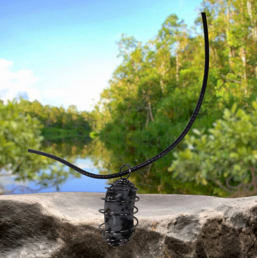 Necklace- Indigo Gabbro w/ Spiral