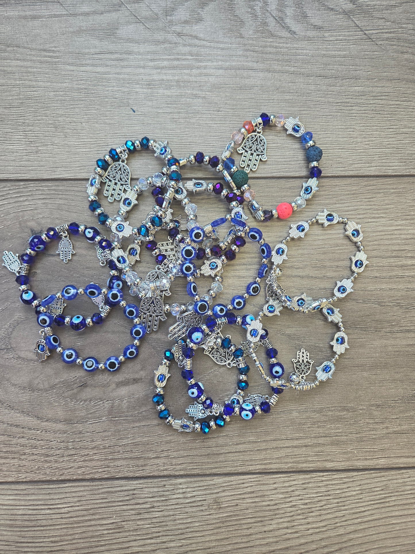 Bracelet- Evil Eye & Hamsa Hand Charmed Bracelet