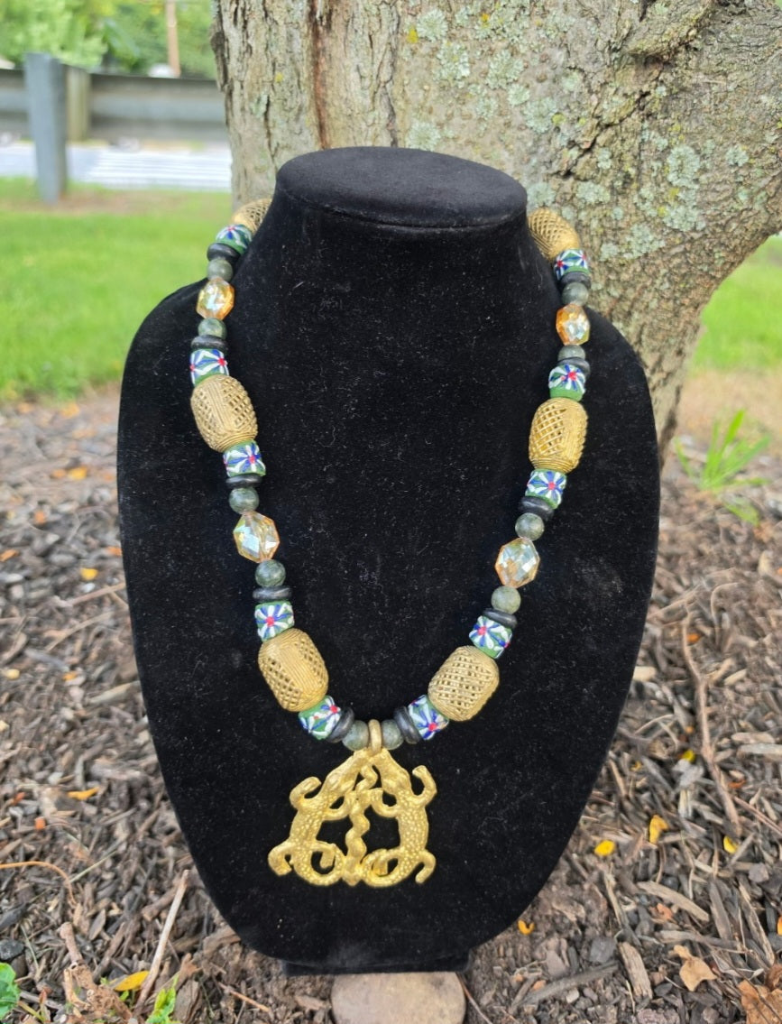 Necklace- Crocodile Snake w/ Jasper Necklace (Beaded)