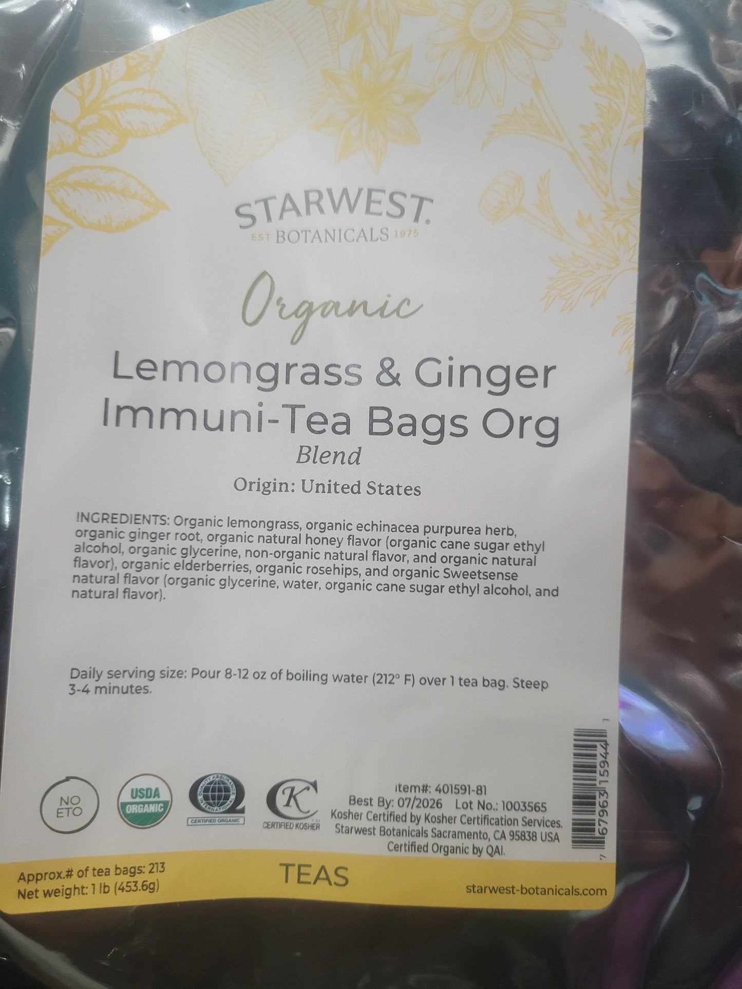 Herb- Lemongrass & Ginger Immuni- Tea Bags