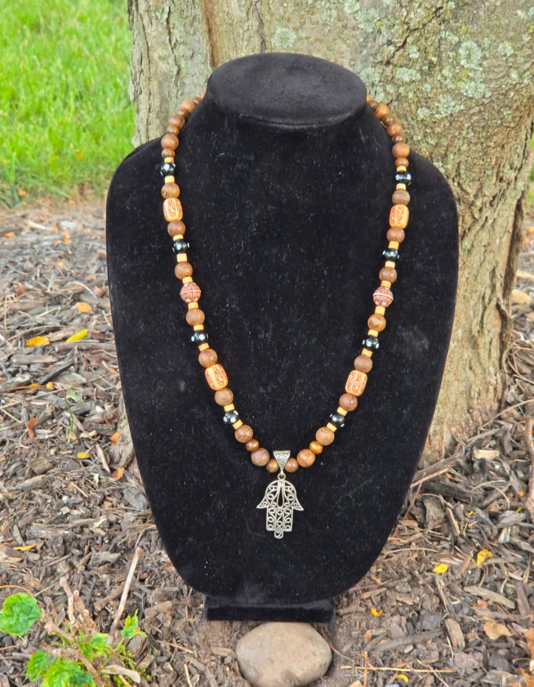 Necklace- Hamsa Wooden