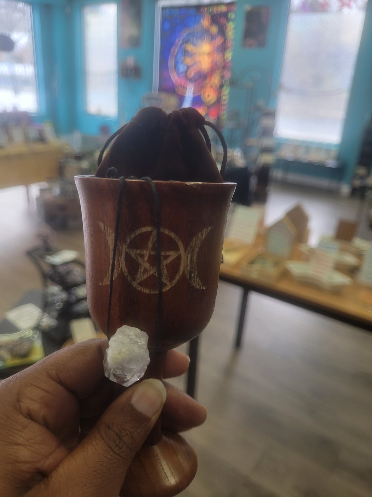Cup- Triple Moon Chalice w/ Mystery Crystals