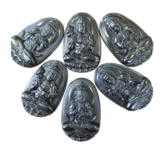 Carved- Black Obsidian Buddah Pendant