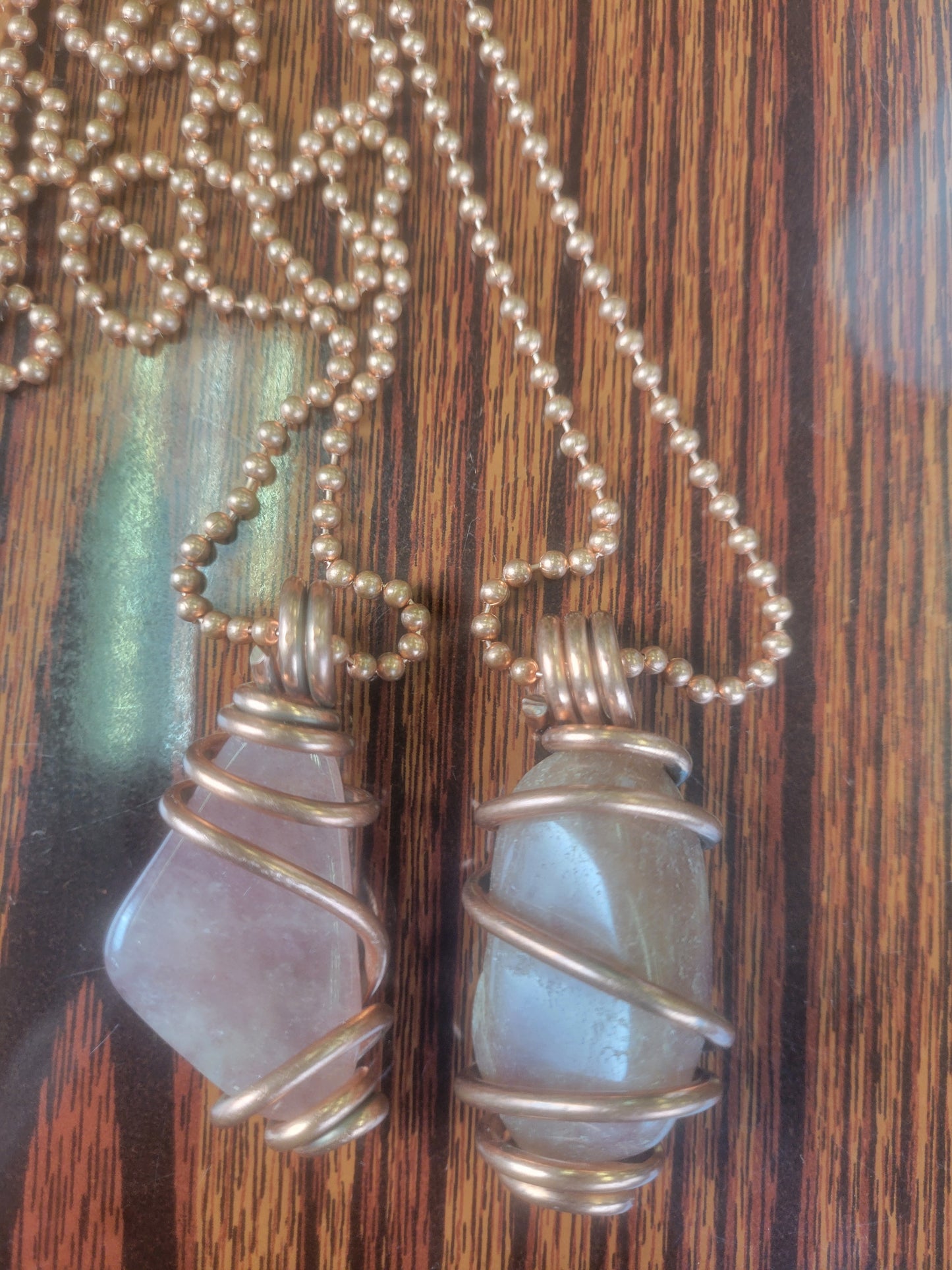 Necklace- Copper Wrapped Strawberry Quartz