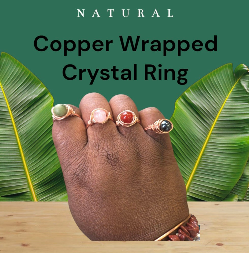 Rings- Copper Wrapped Crystal Ring (Mystery Pick)- Size 8