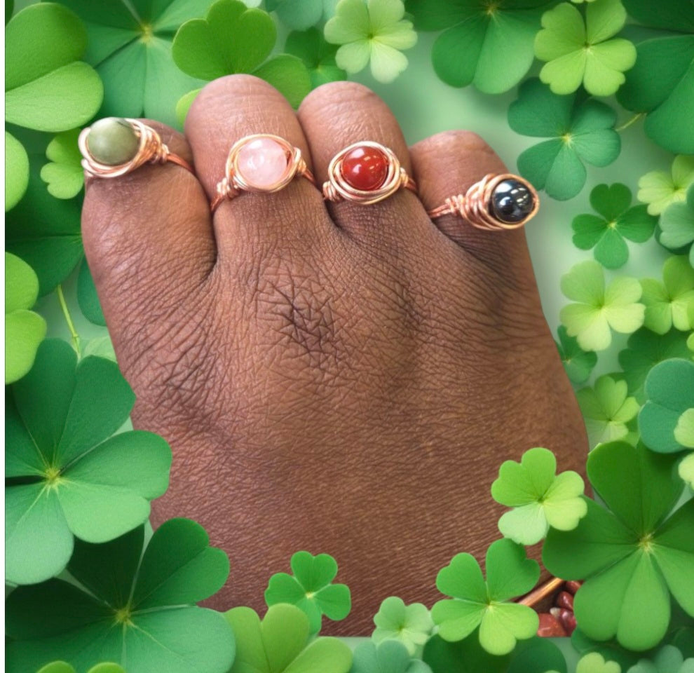 Rings- Copper Wrapped Crystal Ring (Mystery Pick)- Size 9