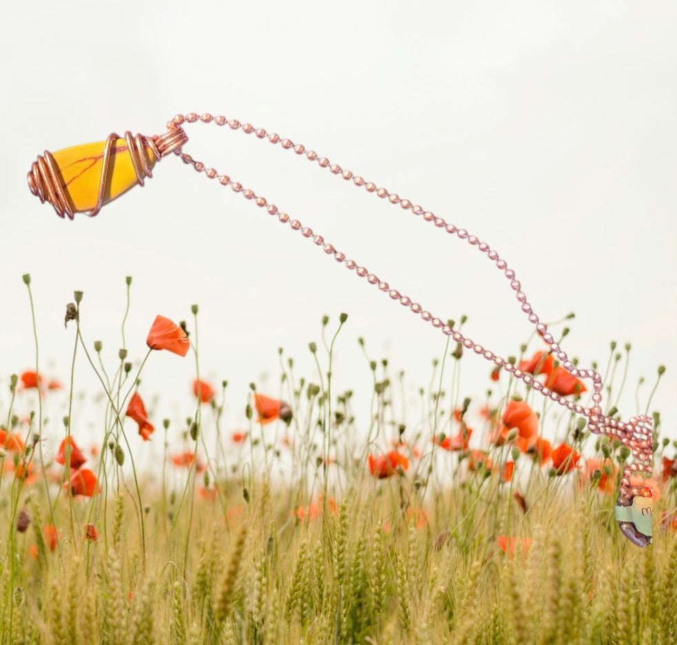 Necklace- Mookaite w/ Copper Wire