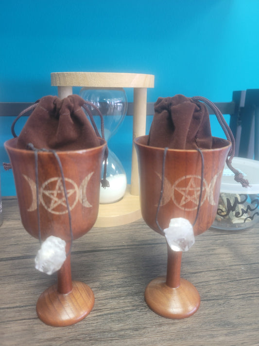Cup- Triple Moon Chalice w/ Mystery Crystals