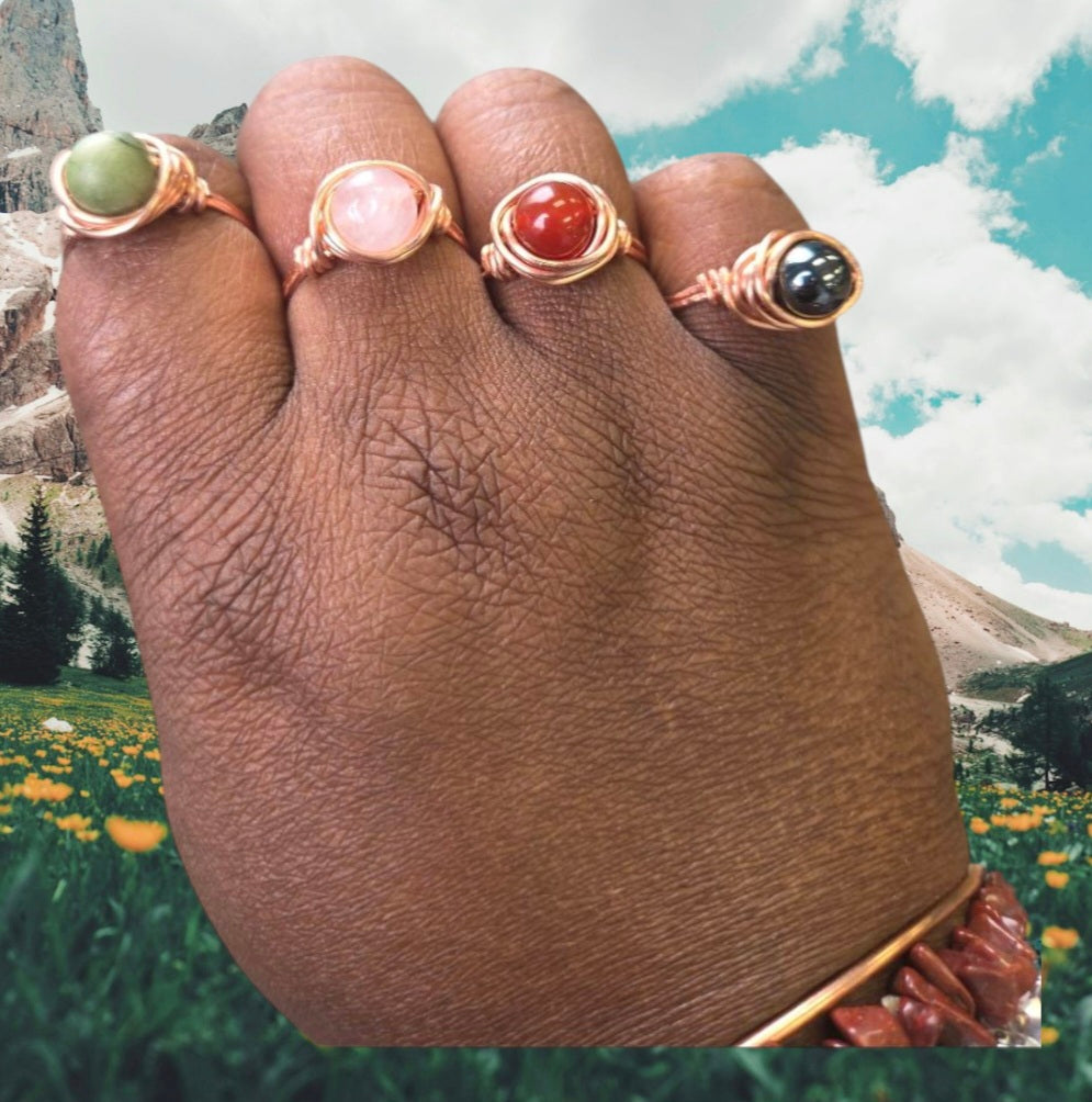 Rings- Copper Wrapped Crystal Ring (Mystery Pick)- Size 6