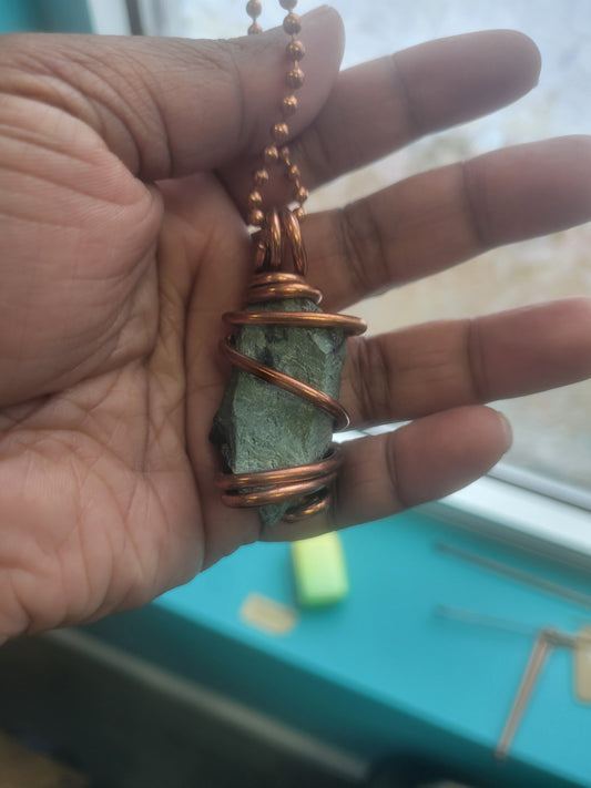 Necklace- Copper Wired Blood Stone