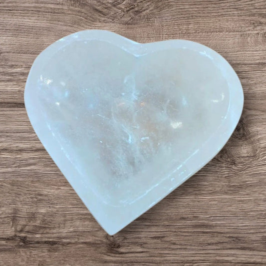 Carved- Selenite Heart Shaped Bowl