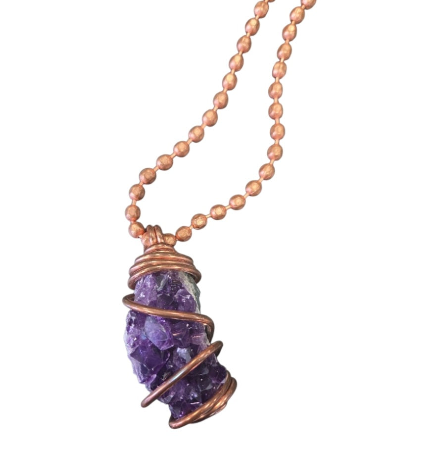 Necklace- Amethyst w/Copper Wire
