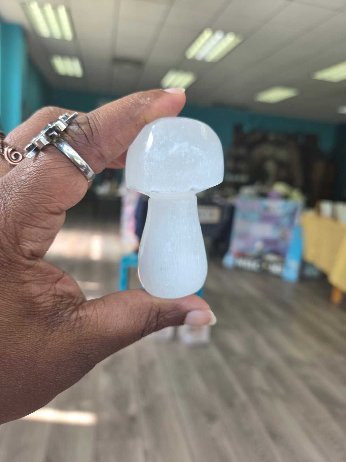 Carved- Selenite Mushroom