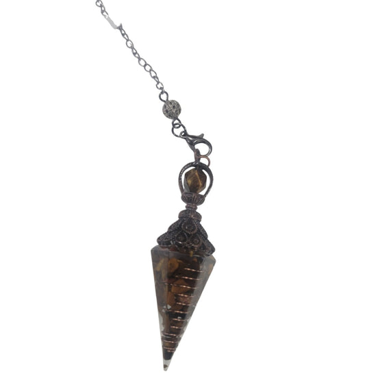 Pendulum- Tigers Eye with Copper Spiral
