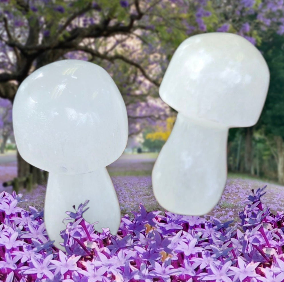 Carved- Selenite Mushroom