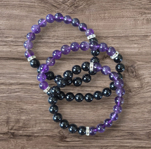 Bracelet- Amethyst & Black Tourmaline