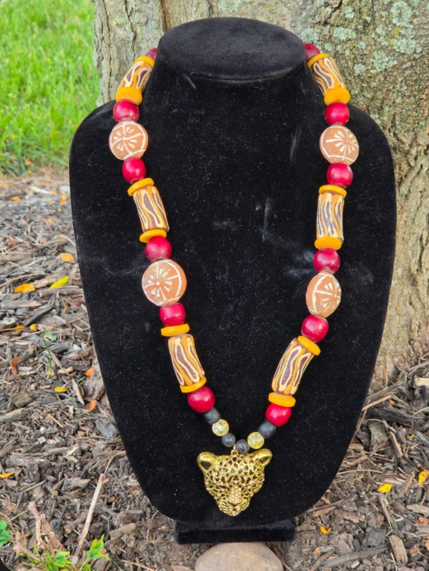 Necklace- Spirit of the Leopard  (Wood)