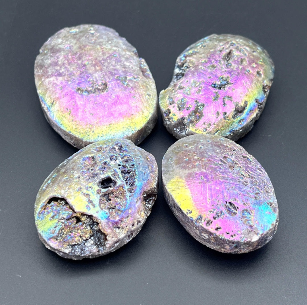 Tumbled- Titanium Aura Sphalerite Palm Stone