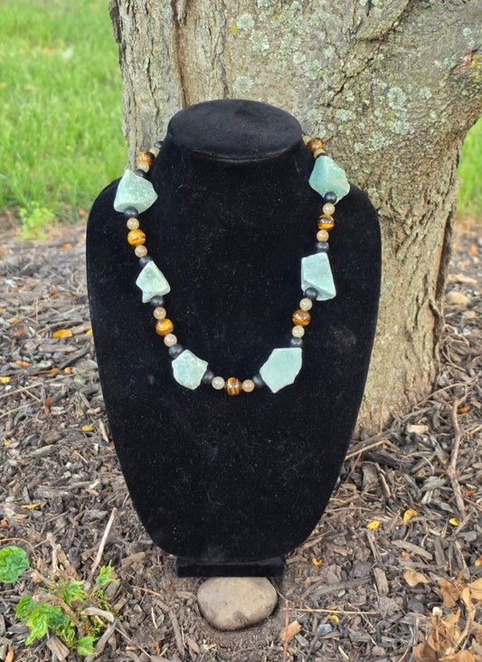 Necklace- Green Adventurine,  Citrine, w/ Tigers Eye Crystal Necklace