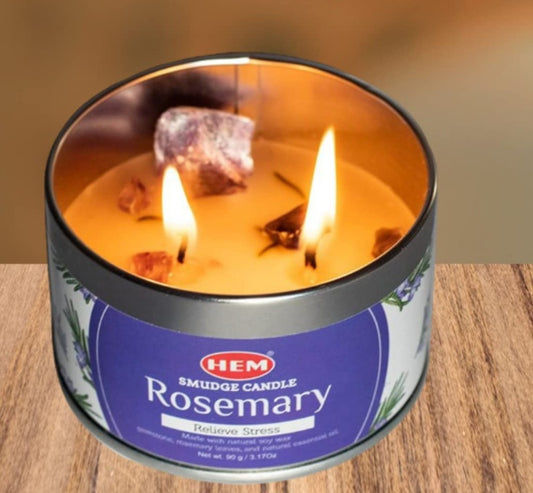Candle- Hem Rosemary w/ Mystery Stone
