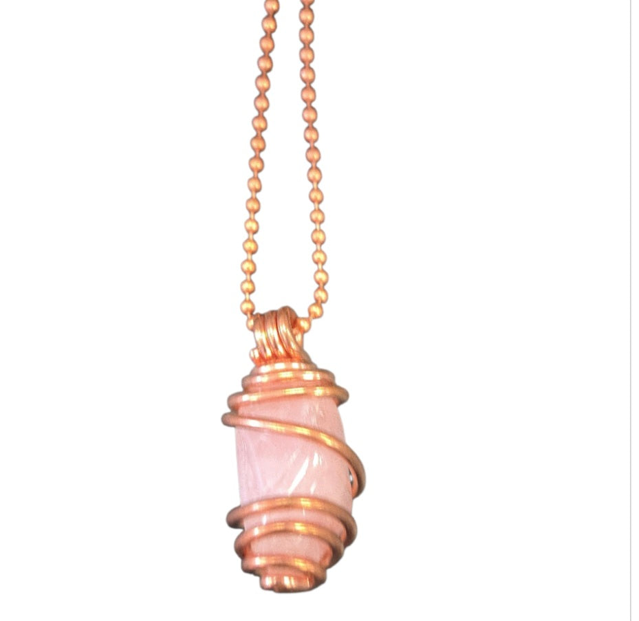 Necklace- Copper Wired Rose Quartz