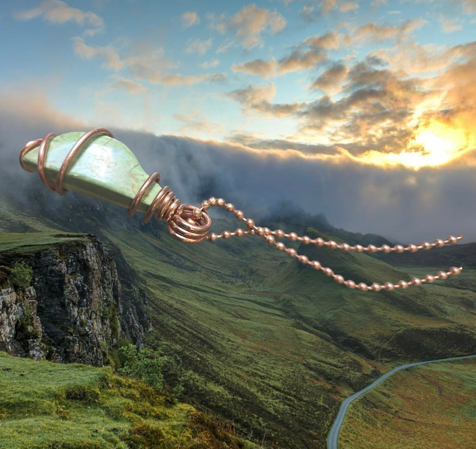 Necklace- Green Jasper w/Copper Wire