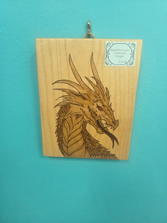 Wood Burning Art- Protective Dragon