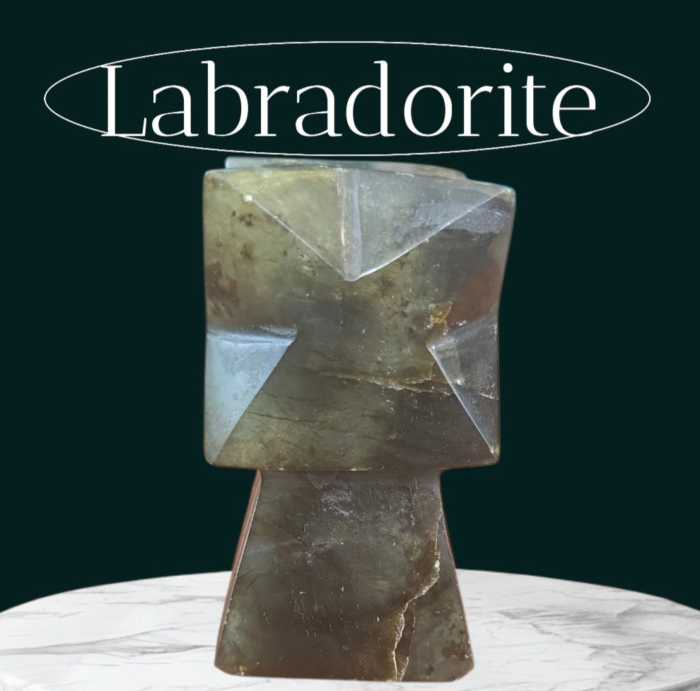 Carved- Labradorite Geometric Mushroom