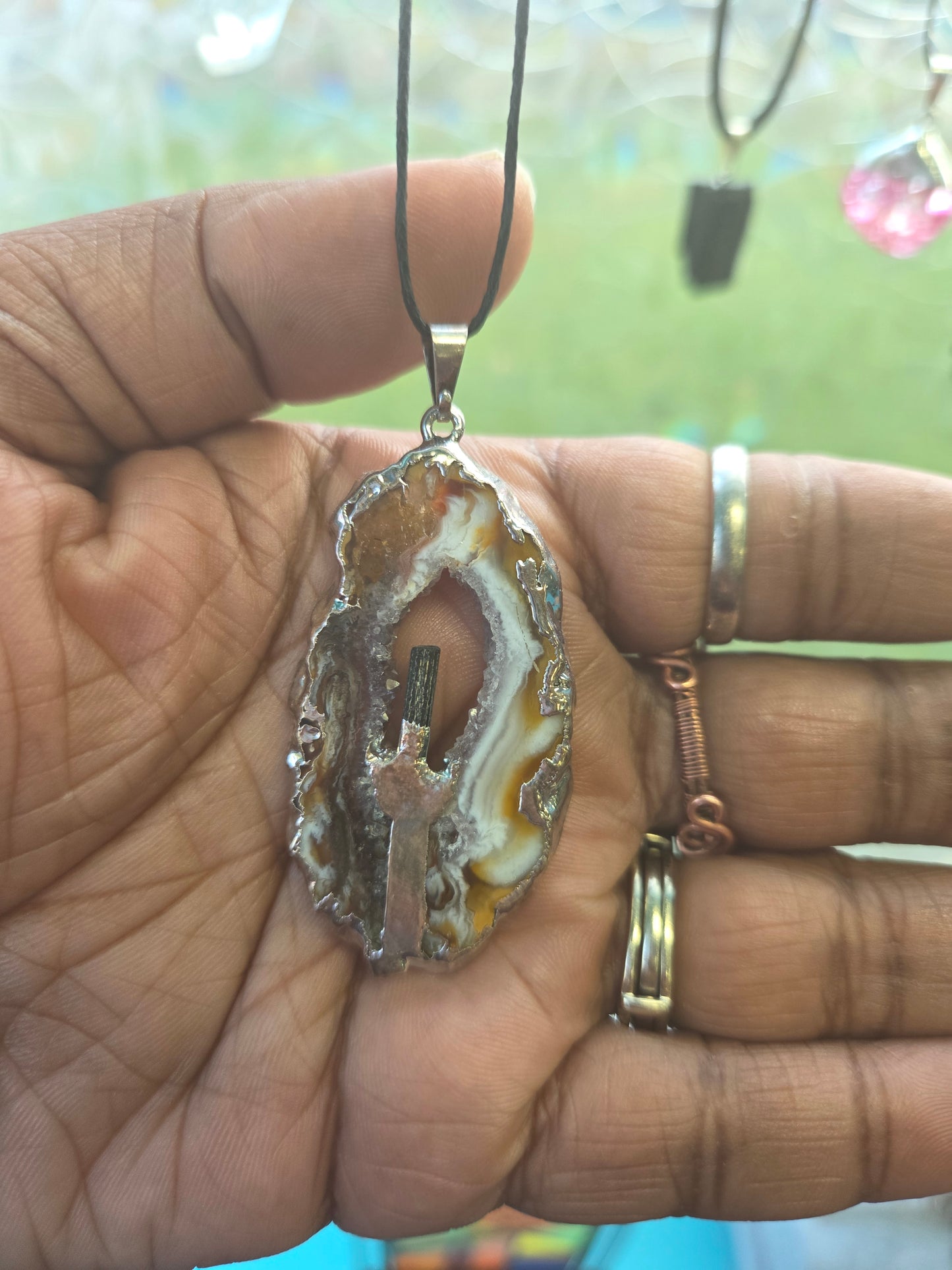Necklace- Earth Geode w/ Black Tourmaline
