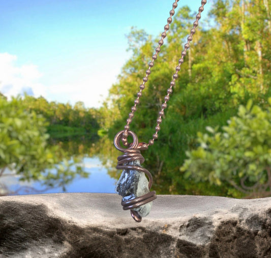 Necklace- Moonstone w/ Copper Wire
