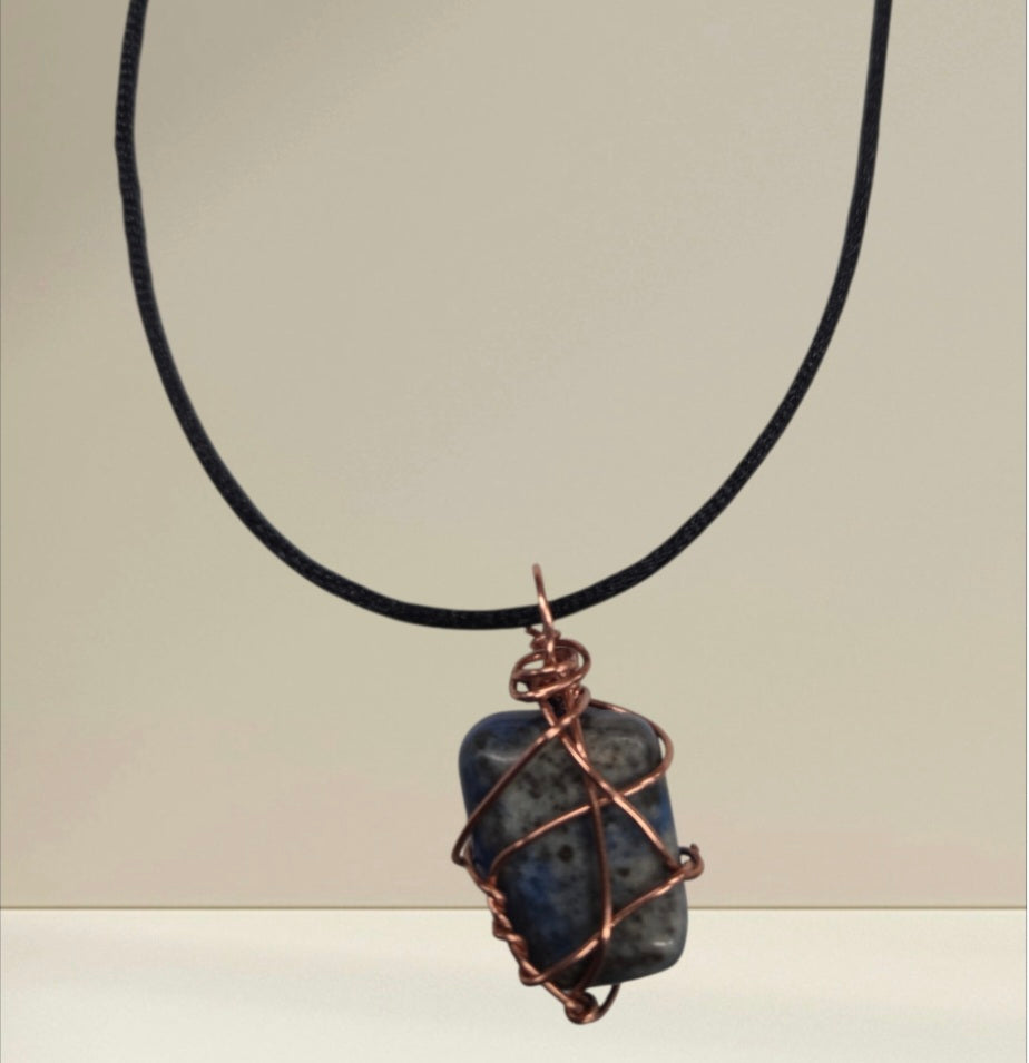 Necklace- Copper Wrapped Lapis Lazuli