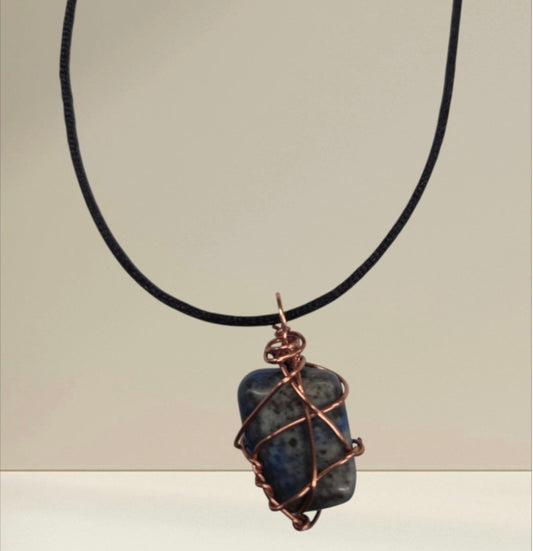 Necklace- Copper Wrapped Lapis Lazuli