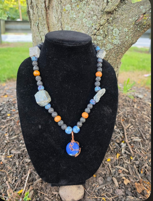 Necklace- Griots Eye (Lava Stone) Necklace