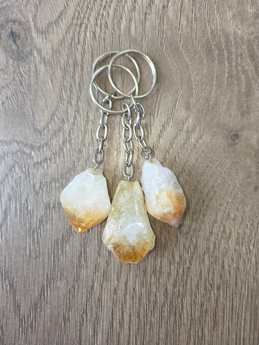 Keychain- Citrine Raw Cluster