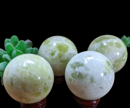Sphere- Serpentine w/ White Jade
