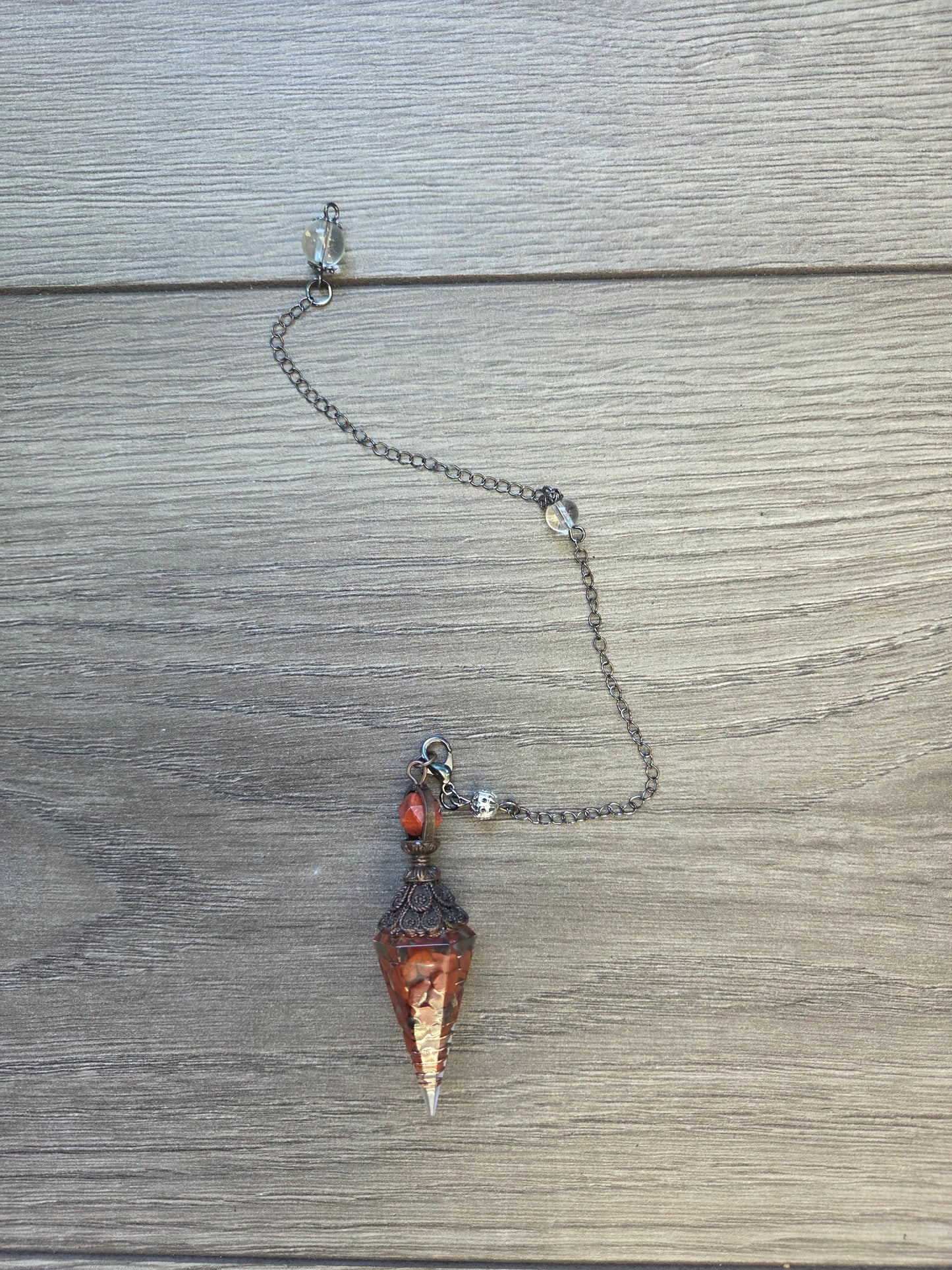 Pendulum- Red Jasper with Copper Spiral