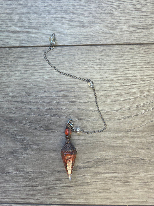 Pendulum- Red Jasper with Copper Spiral