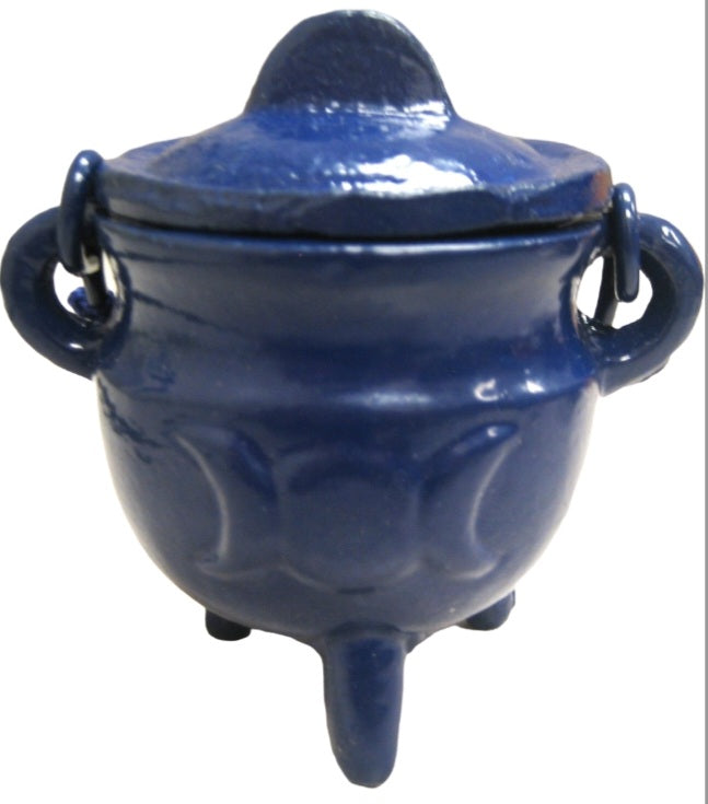 Cast Iron Cauldron-  Triple Moon Blue